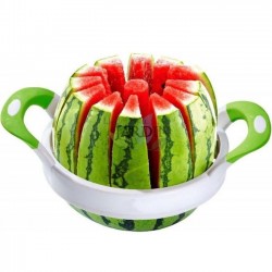 Coupe Melon Pasteque, Protège-Lame, Ø28cm, Acier Inoxydable/Plastique, Jumbo, Coupe pastèque 12 portions