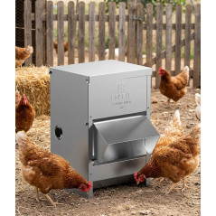 Mangeoire à poulets à trémie d'extérieur avec visière 12 kg, 24x20x50 cm