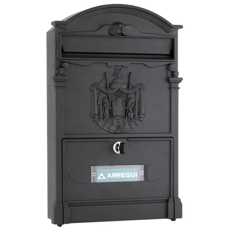 Outdoor Mailbox | Black Aluminum Mailbox with Keys | Residential Wall Mounted Mailbox with Lock 36x26x11 cm