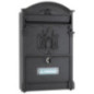 Outdoor Mailbox | Black Aluminum Mailbox with Keys | Residential Wall Mounted Mailbox with Lock 36x26x11 cm