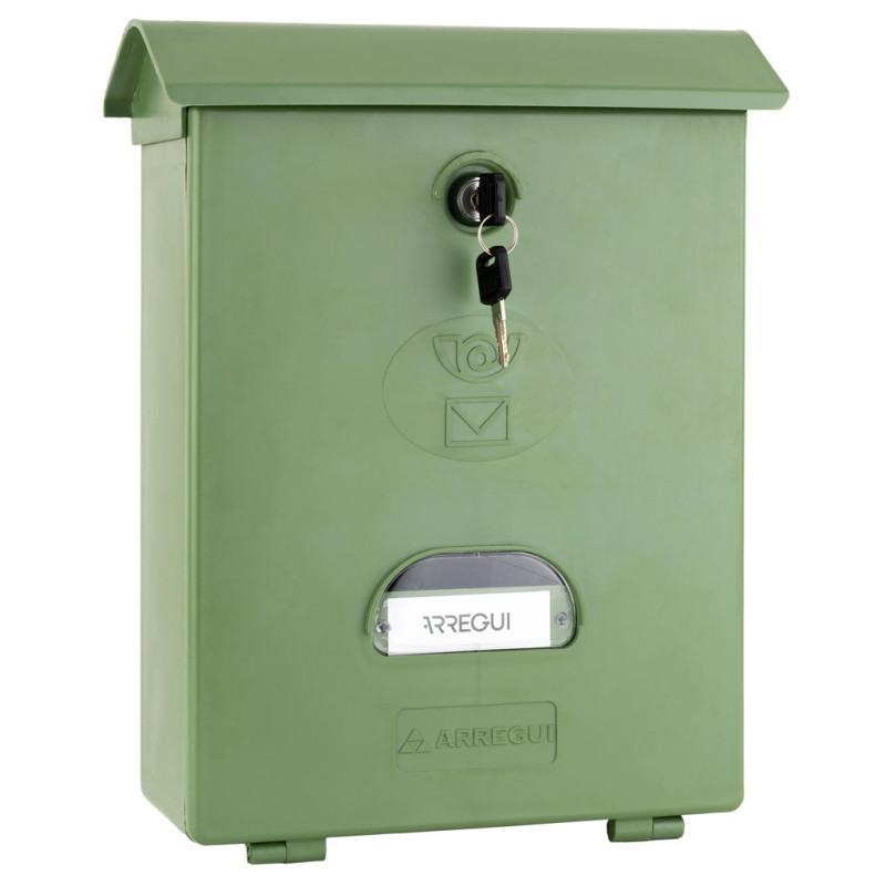 Outdoor Mailbox | Green Lacquered Plastic Mailbox with Keys | Classic Wall-Mounted Mailbox with Lock 36x27x11 cm
