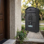 Outdoor Mailbox | Black Aluminum Mailbox with Keys | Residential Wall Mounted Mailbox with Lock 36x26x11 cm