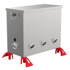 Mangiatoia in metallo per pernici, 8 aperture, capacità 80 kg, 50x71x60 cm | Senza sprechi | Tramoggia per esterni