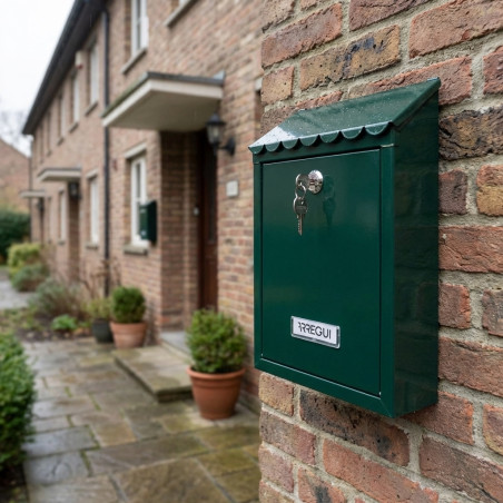 Buzon de Correos Exterior | Buzon de Acero Verde con llaves | Buzon de Pared para Comunidad con Cerradura 21,6x36x11 cm