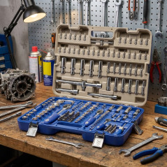 Coffret d'outils de 172 pièces avec douilles de 1/2", 1/4" et 3/8" | Kit d'outils complet avec cliquets, embouts, embouts Torx e