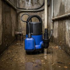 Pompe de puisard pour eaux chargées avec flotteur 550 W | Débit 10 500 l/h, Hauteur de refoulement 7 m | Passage des solides 35 