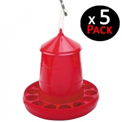 2 kg roter Trichter für Hühner. Packung mit 5 Futterspendern.