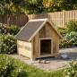 Niche en bois pour chien 59x61x65 cm | Niche d'extérieur avec toit à pignon pour petits chiens Niche en bois pour chien 59x61x65 cm | Niche d'extérieur avec toit à pignon pour petits chiens