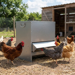 Mangeoire trémie extérieure 80 L pour volailles et oiseaux avec visières, 47 x 38 x 50 cm | Trémie anti-gaspillage pour poules e