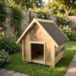 Niche en bois pour chien 59x61x65 cm | Niche d'extérieur avec toit à pignon pour petits chiens Niche en bois pour chien 59x61x65 cm | Niche d'extérieur avec toit à pignon pour petits chiens