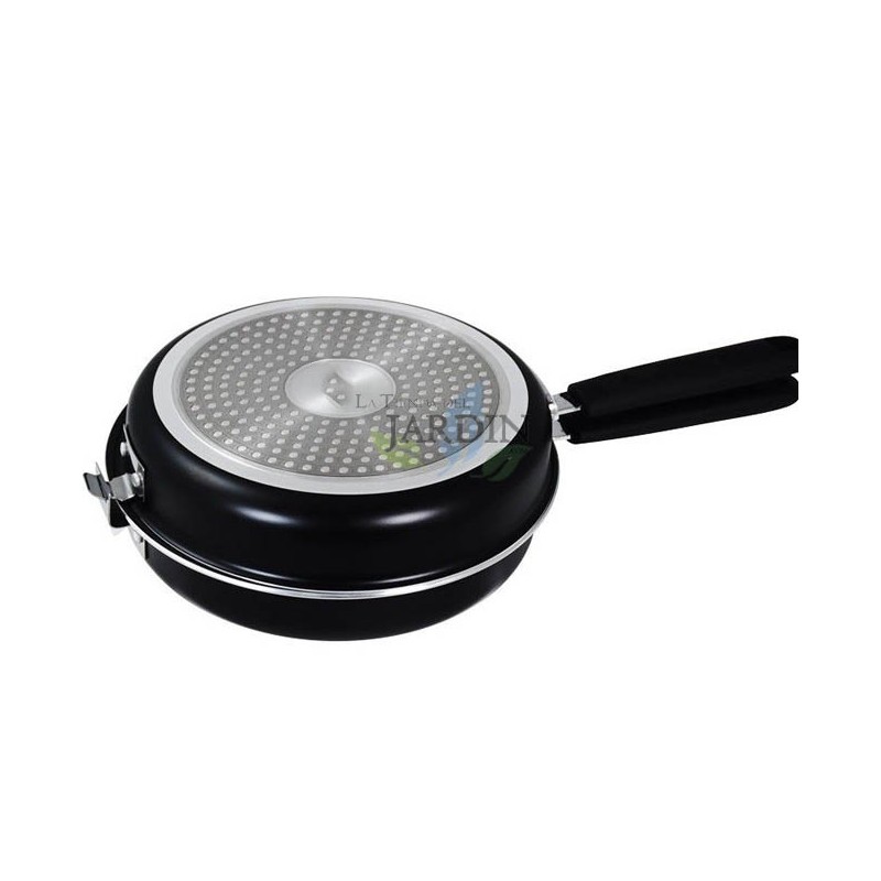 Poêle Double spéciale pour Omelette espagnole et Pancakes Omelettes Crêpes, 24 cm Noir