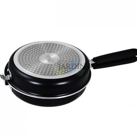 Poêle Double spéciale pour Omelette espagnole et Pancakes Omelettes Crêpes, 24 cm Noir