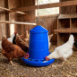 Comedouro de plástico para galinhas, 12 kg, 46 x 46 x 50 cm, azul