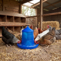 Tolva comedero plástico gallinas 4 Kg, 30x30x38 cm, azul