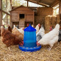 Mangiatoia a tramoggia per uccelli e polli | Capacità 4 kg | 30x30x38 cm | Plastica resistente | Blu