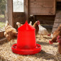 Mangeoire à trémie pour oiseaux et poules | Capacité : 12 kg | 46 x 46 x 50 cm | Plastique résistant | Rouge