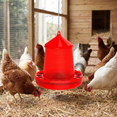 Plastic chicken feeder hopper 4 Kg, 30x30x38 cm, red