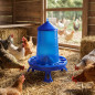 Comedouro de plástico para frango com pernas, 8 kg, 37 x 37 x 45 cm, azul