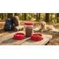 Comedouro e bebedouro de viagem para cães e gatos, 1,5 litros, vermelho