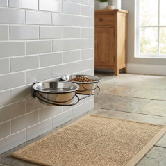 Comedero Y Bebedero Perros Doble Acero Inoxidable | 1,75 L Por Bol | 43 X 22 X 7 Cm | Antideslizante | Resistente y Duradero