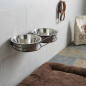 Tigela dupla de aço inoxidável para comida e água para cães, 2,80 litros por tigela, 51x26x8,2 cm