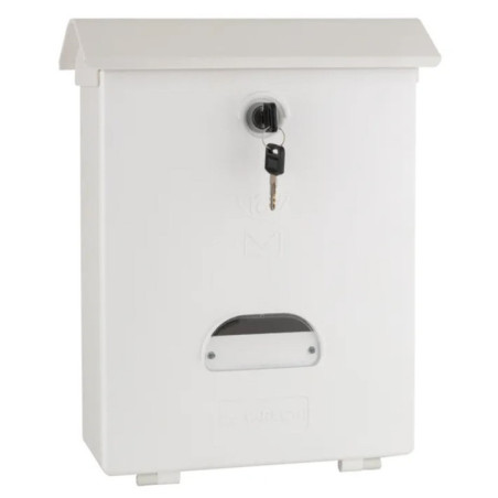 Outdoor Mailbox | White Lacquered Plastic Mailbox with Keys | Classic Wall-Mounted Mailbox with Lock 36x27x11 cm
