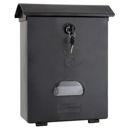 Buzon de Correos Exterior | Buzon de Plastico Negro Lacado con llaves | Buzon de Pared Clasico con Cerradura 36x27x11 cm