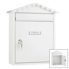 Buzon de Correos Exterior | Buzon Acero Blanco con llaves | Buzon de Pared para Comunidad con Cerradura 26x36x11 cm