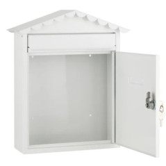 Buzon de Correos Exterior | Buzon Acero Blanco con llaves | Buzon de Pared para Comunidad con Cerradura 26x36x11 cm