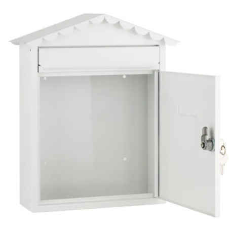 Cassetta postale esterna | Cassetta postale in acciaio bianco con chiavi | Cassetta postale a muro per condomini con serratura 2