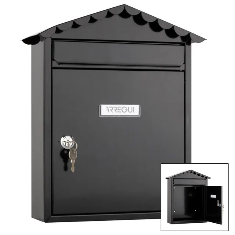 Cassetta postale esterna | Cassetta postale in acciaio nero con chiavi | Cassetta postale a muro per condomini con serratura 26x