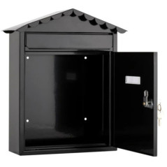 Outdoor Mailbox | Black Steel Mailbox with Keys | Wall-Mounted Mailbox for Communities with Lock 26x36x11 cm