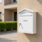 Outdoor Mailbox | White Steel Mailbox with Keys | Wall-Mounted Mailbox for Communities with Lock 26x36x11 cm