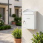 Outdoor Mailbox | White Steel Mailbox with Keys | Wall-Mounted Mailbox for Communities with Lock 26x36x11 cm