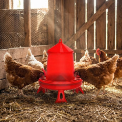 Tolva Comedero Plástico Gallinas 8 Kg | Con Patas Estable | Rojo | 37x37x45 Cm | Resistente y Fácil Limpieza