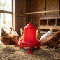 Mangeoire pour poulets en plastique avec pieds 8 Kg, 37x37x45 cm, rouge