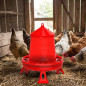 Comedouro de plástico para galinhas com pernas, 8 kg, 37 x 37 x 45 cm, vermelho
