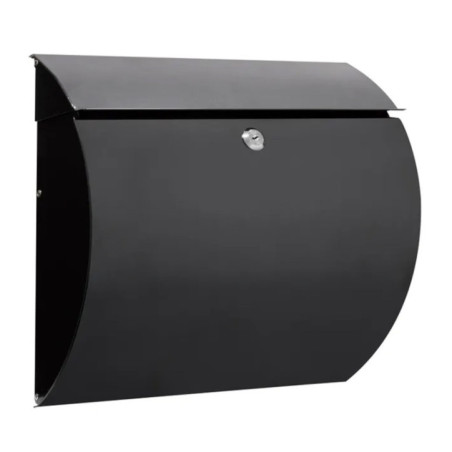 Outdoor Mailbox | Black Lacquered Steel Mailbox with Keys | Modern Residential Wall Mounted Mailbox