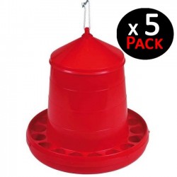 Tramoggia rossa da 8 kg per polli. Confezione da 5 mangiatoie.