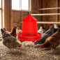 Mangeoire à trémie pour oiseaux et poules | Capacité : 12 kg | 46 x 46 x 50 cm | Plastique résistant | Rouge