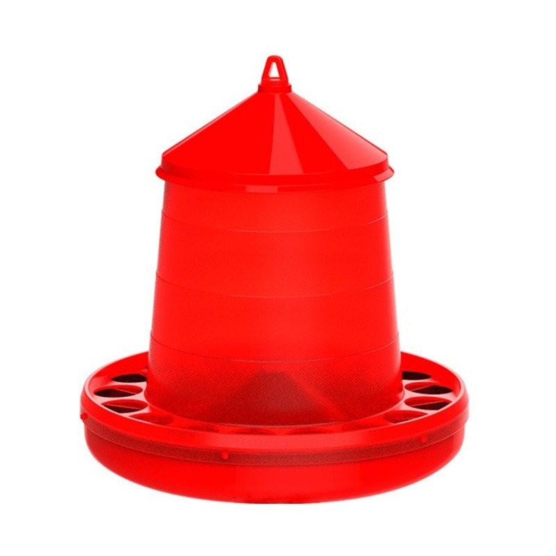 Mangeoire à trémie pour oiseaux et poules | Capacité : 12 kg | 46 x 46 x 50 cm | Plastique résistant | Rouge