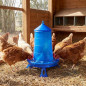 Comedouro de plástico para galinhas com pernas, 12 kg, 46 x 46 x 50 cm, azul