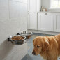 Double stainless steel dog feeder and waterer, 1.75 liters per bowl, 43x22x7 cm