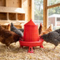 Tolva Comedero Plástico Gallinas 2 Kg | Con Patas Estable | Rojo | 24x24x29,5 Cm | Compacto | Resistente y Fácil Limpieza