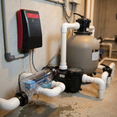 Chlorinateur par électrolyse au sel + Contrôleur de pH + Pompe de Dosage, piscines jusqu'à 120 m3
