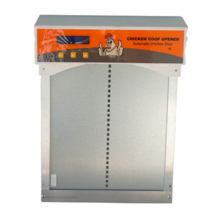 Elevador Automatico con Puerta para salida de Aves y Gallinas | Puerta Automatica Galvanizada 31x42x8 cm