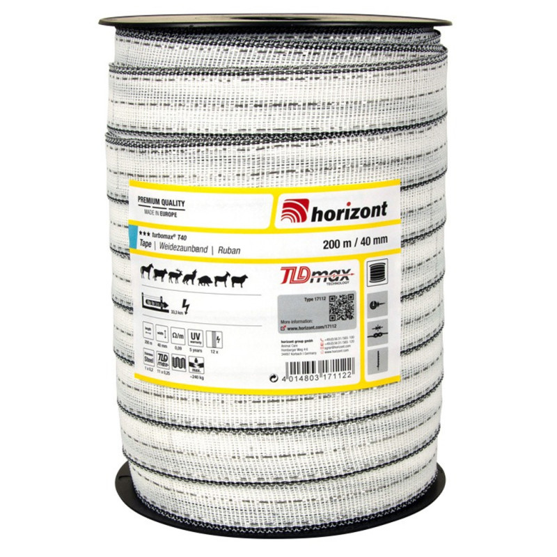 Cinta Electrica para Vallado 200m / 40 mm T40 | Cinta Premium para Cercados Largos | Garantiza Flujo de Corriente Constante