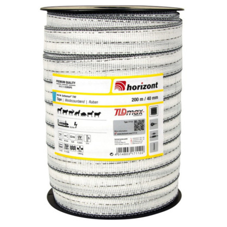 Elektroband für Zäune 200 m / 40 mm T40 | Premium-Band für lange Zäune | Garantiert konstanten Stromfluss