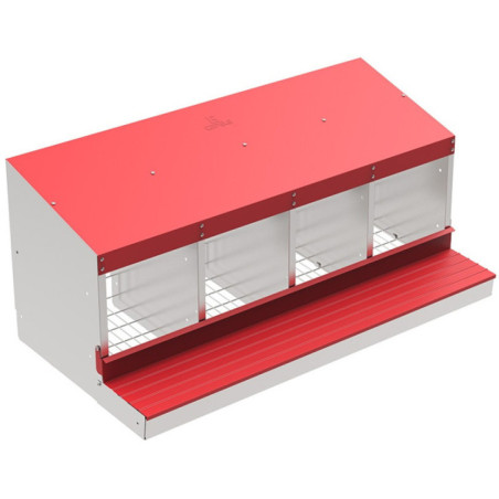 Ninho Galvanizado para Galinhas | Ninho com 4 Compartimentos | Ideal para 12 a 16 Galinhas, 106x49x44 cm
