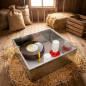 Kit Iniciacion Pollitos 1ª Edad | Parque 60x60 cm Con Calefactor Nanny Hen 220V 36W | Comedero 1Kg y Bebedero 1L Incluidos